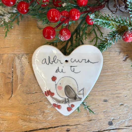 Cuoricino uccellino “Abbi cura di te”