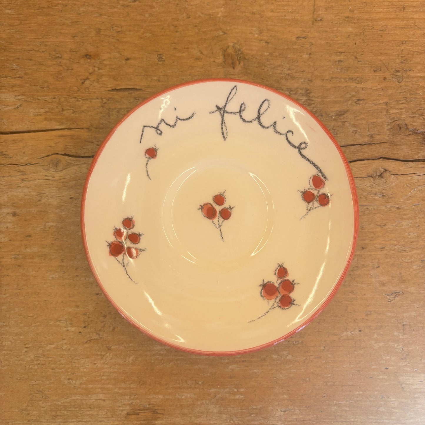 Tazzina con piattino pettirosso “ sii felice”