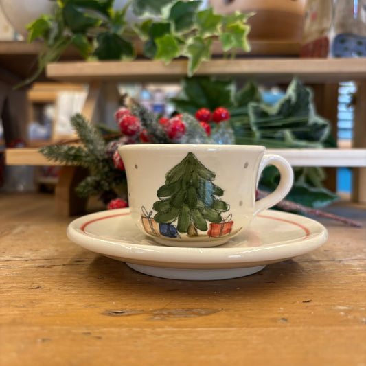Tazzina con piattino albero di Natale